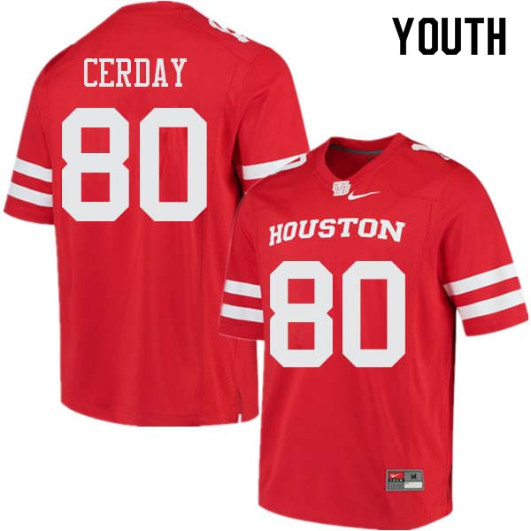 Youth #80 Colton Cerday Houston Cougars College Football Jerseys Sale-Red - Click Image to Close